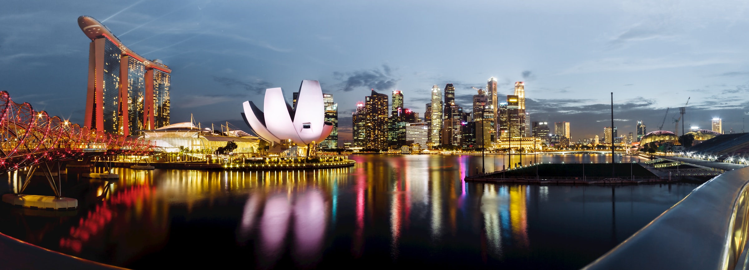 Singapore Marina Bay skyline at dusk